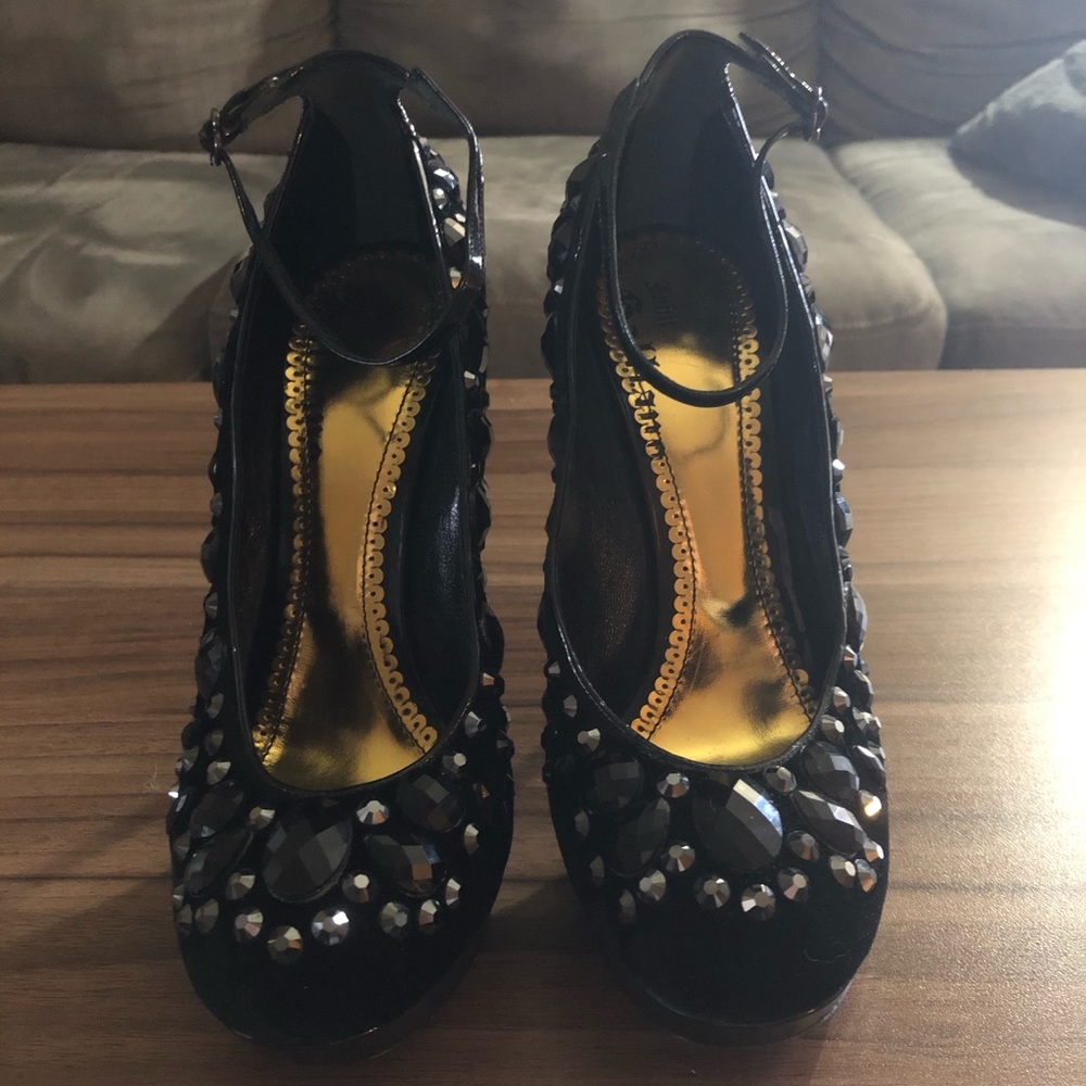 John Galliano Black Jewels Stilettos 38/8.5